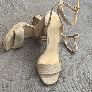 Elegant Beige Block Heel Sandals